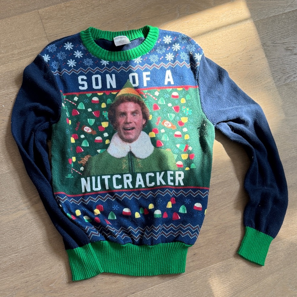 ELF Navy and Green Crewneck Sweater